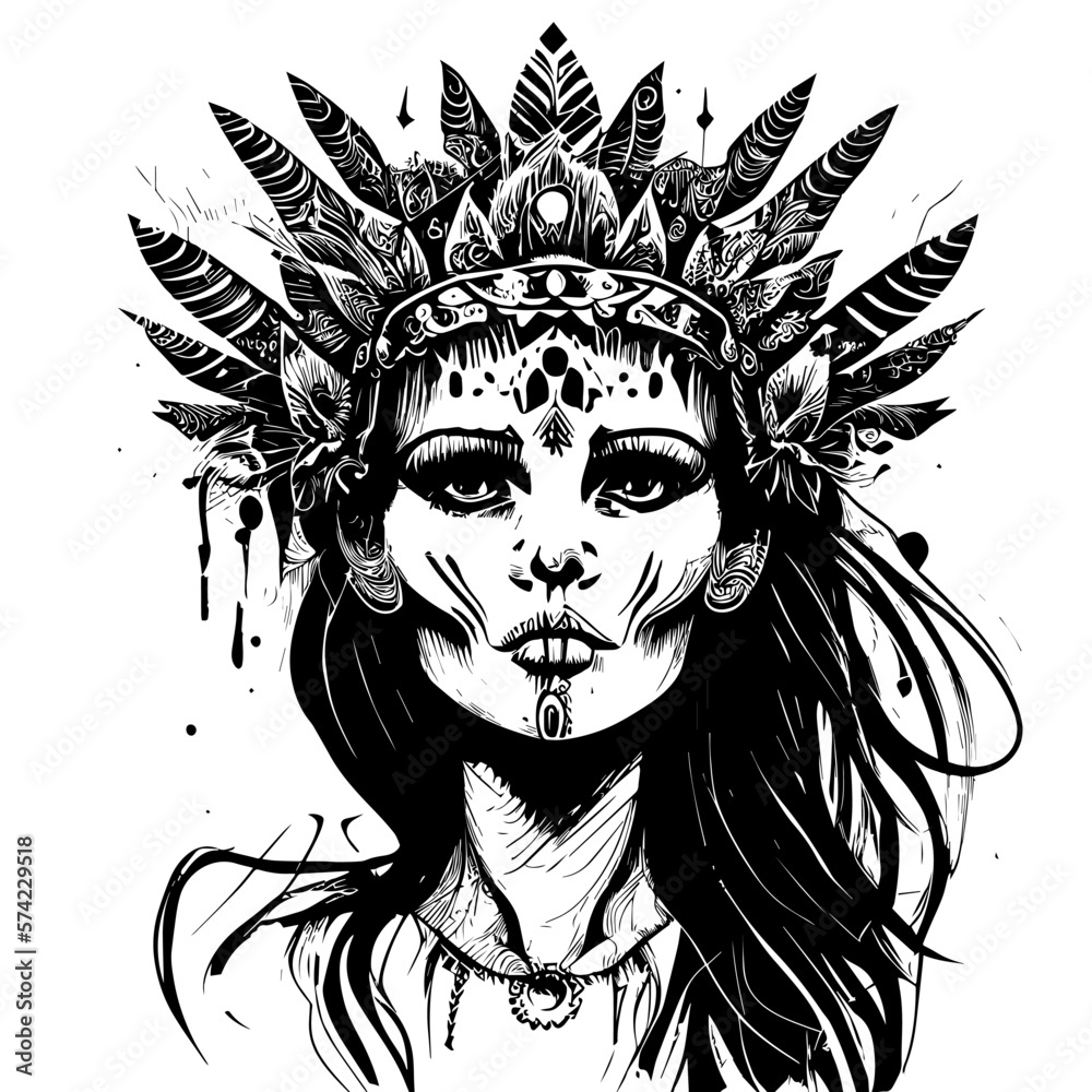 An Indian girl head tattoo is a beautiful and intricate design that