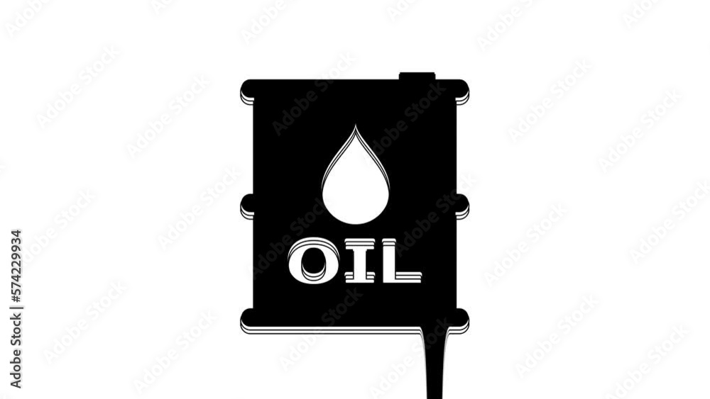 Black Oil barrel icon isolated on white background. Oil drum container. For infographics, fuel, industry, power, ecology. 4K Video motion graphic animation Black Oil barrel icon isolated on white background. Oil drum container. For infographics, fuel, industry, power, ecology. 4K Video motion graphic animation