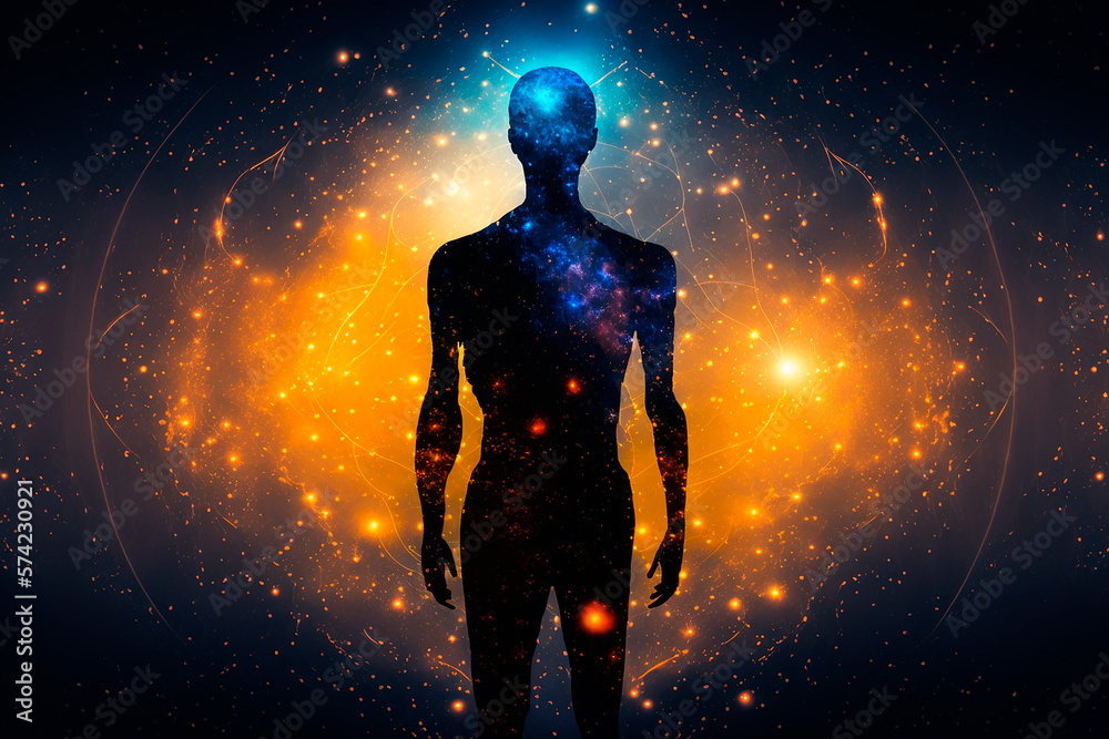 generative ai illustration of Astral body silhouette with abstract ...