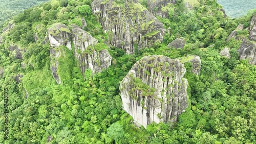 Aerial view of Nglanggeran ancient volcano, Indonesia. photo