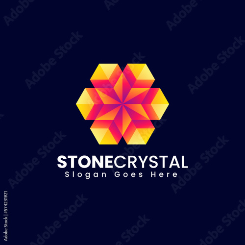 Vector Logo Illustration Stone Crystal Gradient Colorful Style