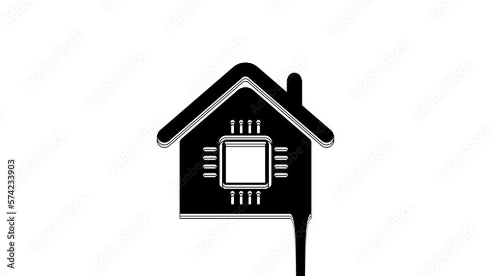 Black Smart home icon isolated on white background. Remote control. 4K Video motion graphic animation Black Smart home icon isolated on white background. Remote control. 4K Video motion graphic animation