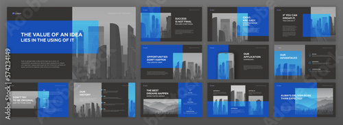 Business Powerpoint presentation templates set. Use for modern Keynote presentation background, brochure design, website slider, landing page, annual report, Google slides template, company profile.