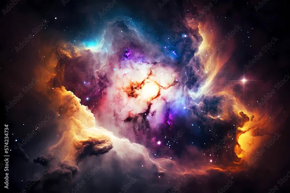 Outer space endless nebula galaxy. Generative ai design.