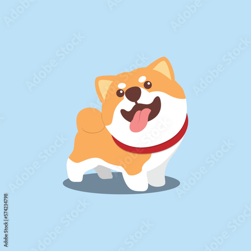 Cute shiba inu dog flat design, vector illustration