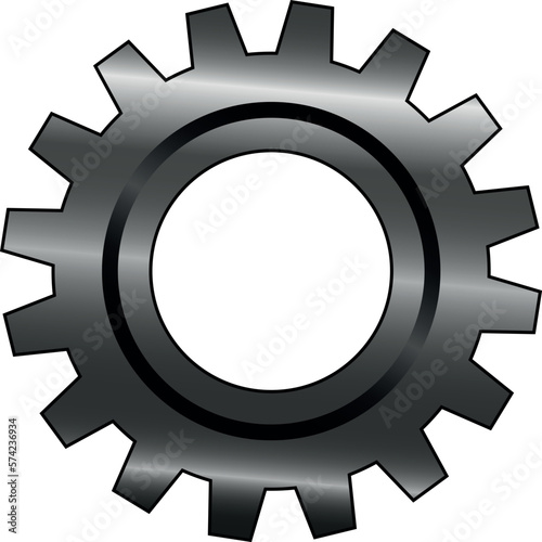 Metallic Gear or cog icon. Cogs and gear wheel mechanisms.