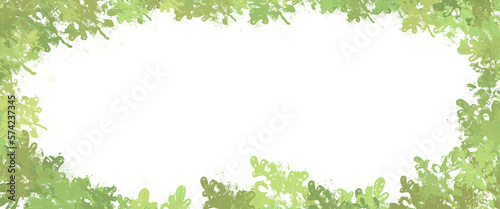 Big transparent png banner with frame of green leaves at the border for topics like garden  nature environment with a lot of white space for your content