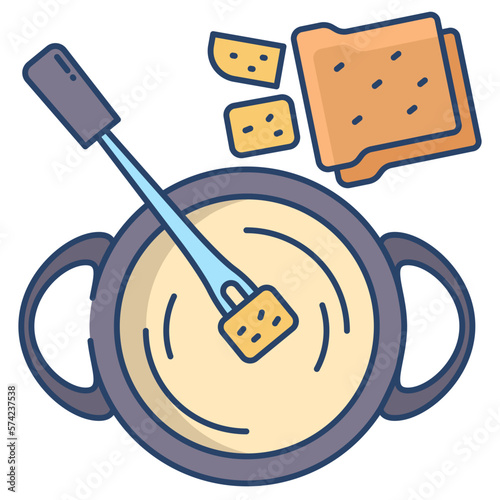 Outlined Cheese Fondue icon
