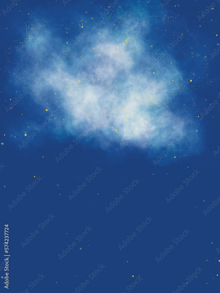 Naklejka premium Graphic illustration of galaxy universe space , colourful blue background. Space stars and nebula as purple abstract backside. Idea for banner, poster, science picture for children’s