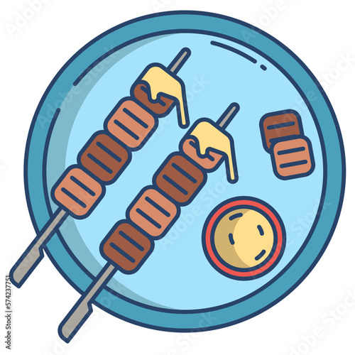 Outlined Satay recipes icon