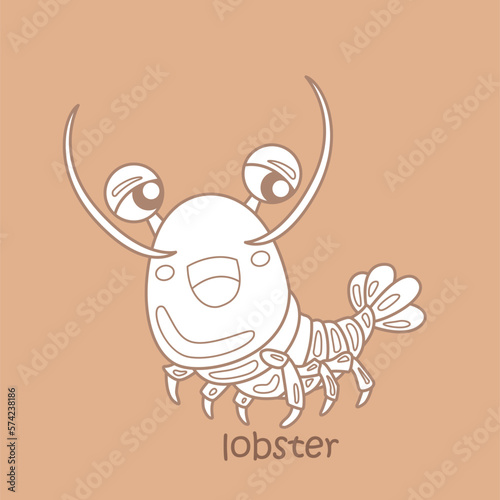 Vocabulary Alphabet L For Lobster Digital Stamp Outline 