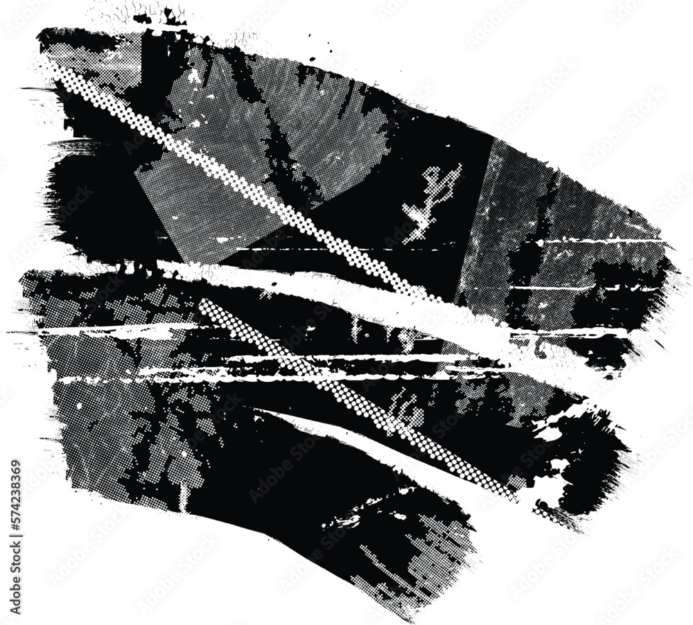 Obraz premium Grunge Paint Roller . Vector brush Stroke . Distressed banner . Red stripes , paintbrush collection . Modern Textured shape . Dry border in Black . Bulge lines