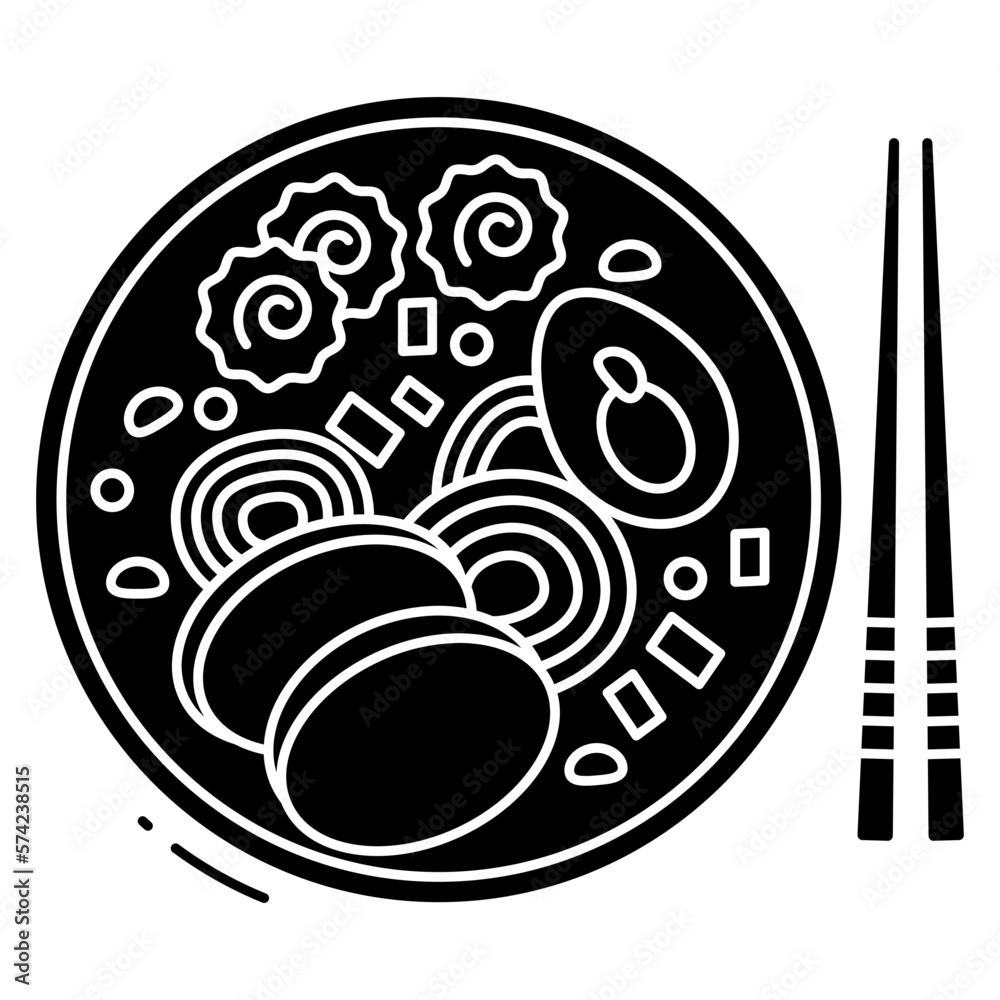 Fototapeta premium Outlined Ramen soup icon