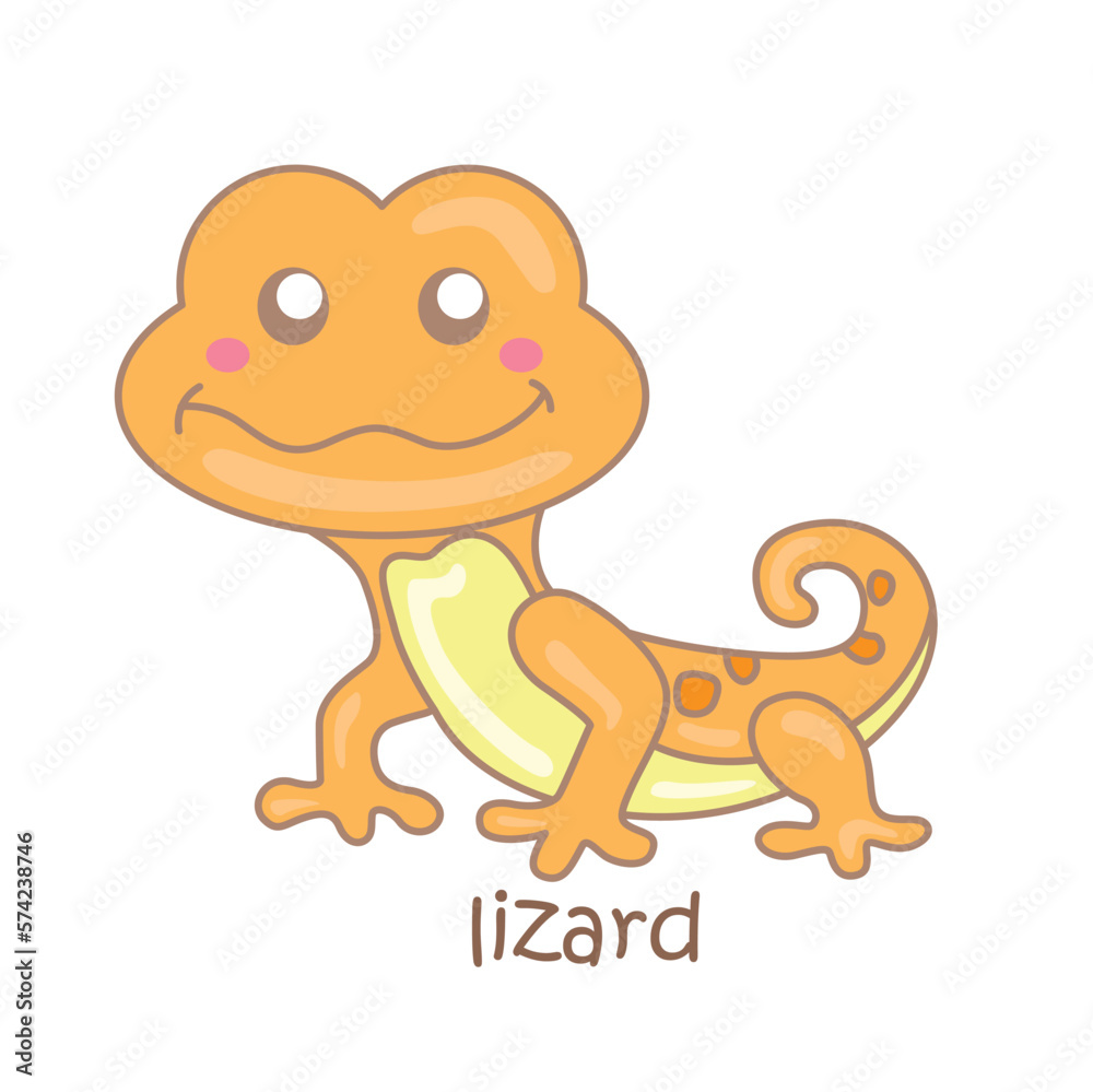 Naklejka premium Vocabulary Alphabet L For Lizard Illustration Vector Clipart