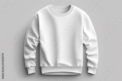 Mockup of a blank royal white sweatshirt with long sleeves isolated on white background. Generative AI photo