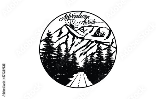 Adventure awaits mountain t shirt design
