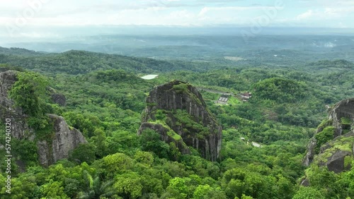 Aerial view of Nglanggeran ancient volcano, Indonesia. photo