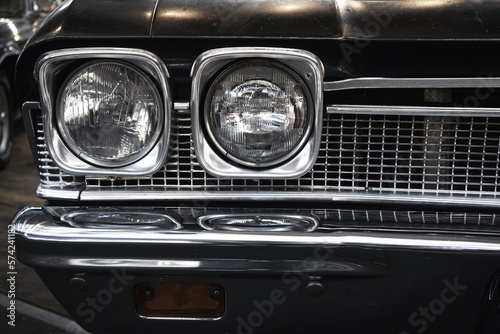 car headlight and grill. transportation