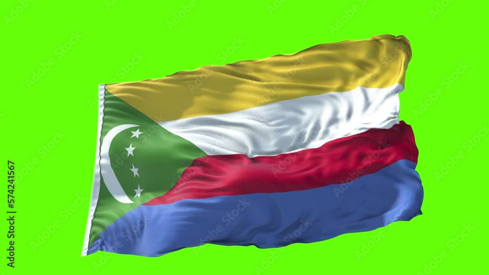 Drapeau Comores fond vert pour montage vidéo