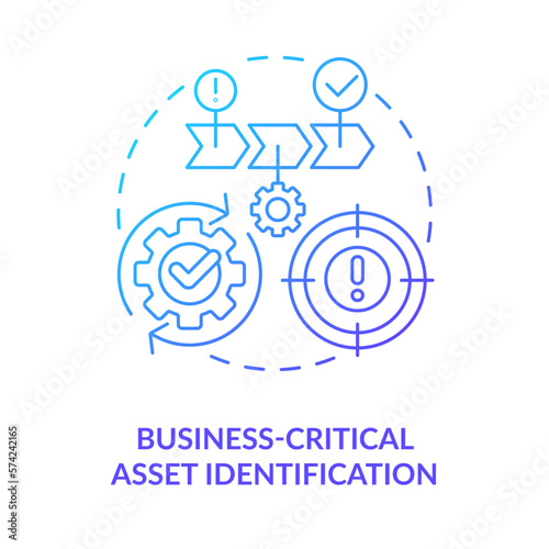 Business-critical asset identification blue gradient concept icon. Effective disaster recovery plan abstract idea thin line illustration. Isolated outline drawing. Myriad Pro-Bold font used