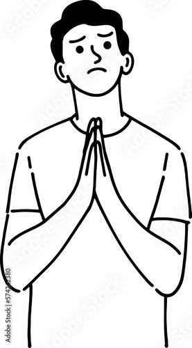 Illustration of a man begging