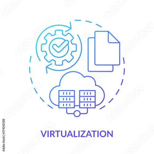 Virtualization blue gradient concept icon. Create virtual environment. Type of disaster recovery abstract idea thin line illustration. Isolated outline drawing. Myriad Pro-Bold font used