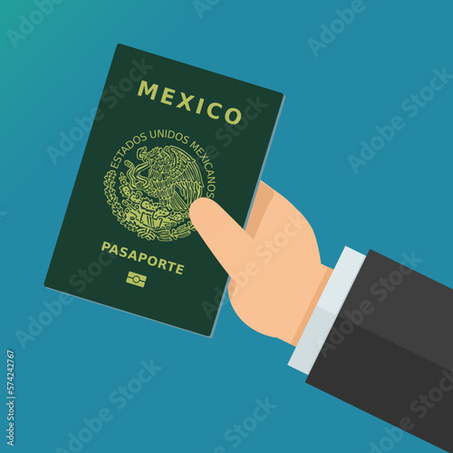 Presentation of the Mexican passport (flat design)	
