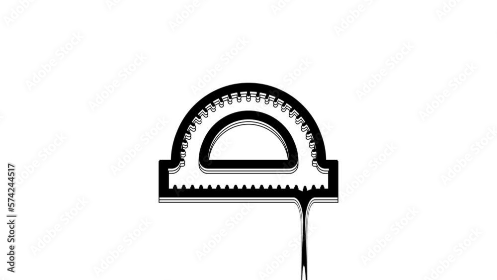 Black Protractor grid for measuring degrees icon isolated on white background. Tilt angle meter. Measuring tool. Geometric symbol. 4K Video motion graphic animation