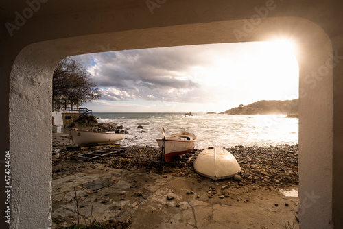 Mediterranean landscape on the Costa Brava on the coast of the province of Gerona in Catalonia Spain photo