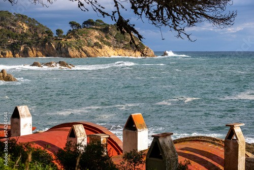 Mediterranean landscape on the Costa Brava on the coast of the province of Gerona in Catalonia Spain photo
