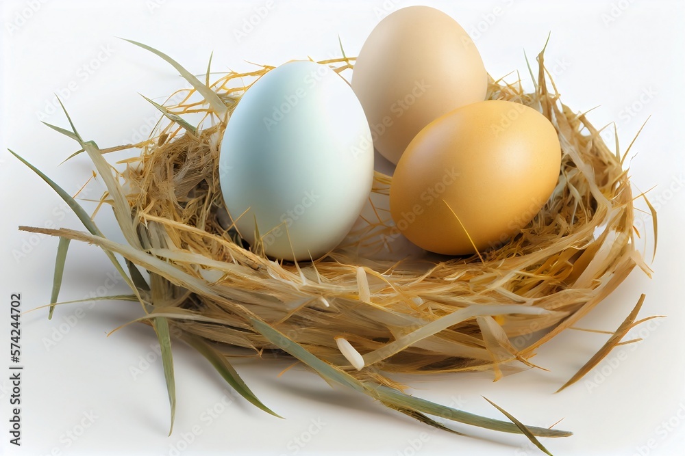eggs on hay white background eggs on hay white background