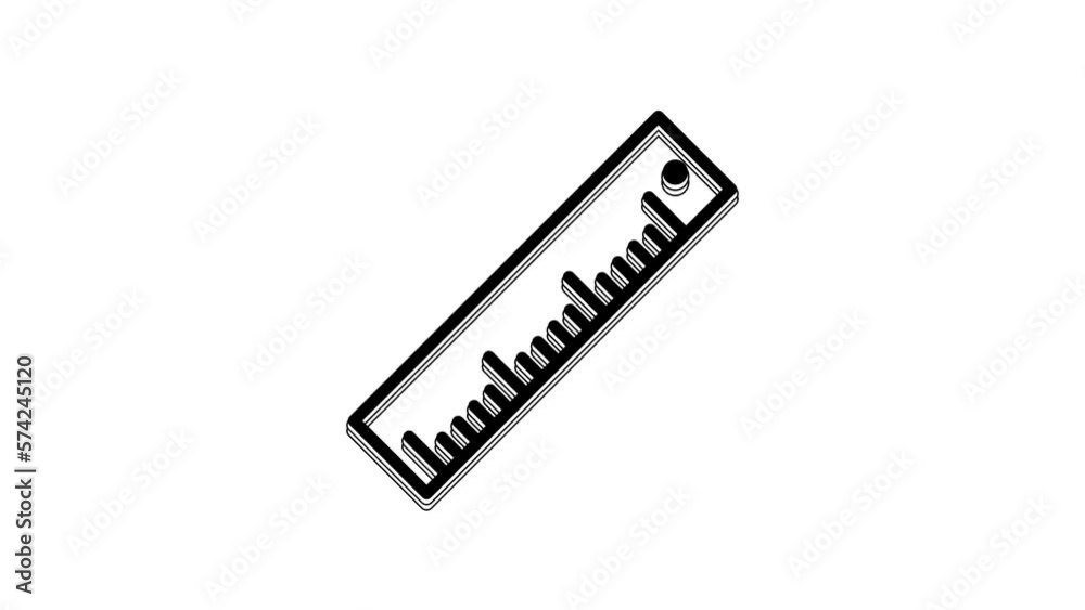 Black Ruler icon isolated on white background. Straightedge symbol. 4K Video motion graphic animation Black Ruler icon isolated on white background. Straightedge symbol. 4K Video motion graphic animation