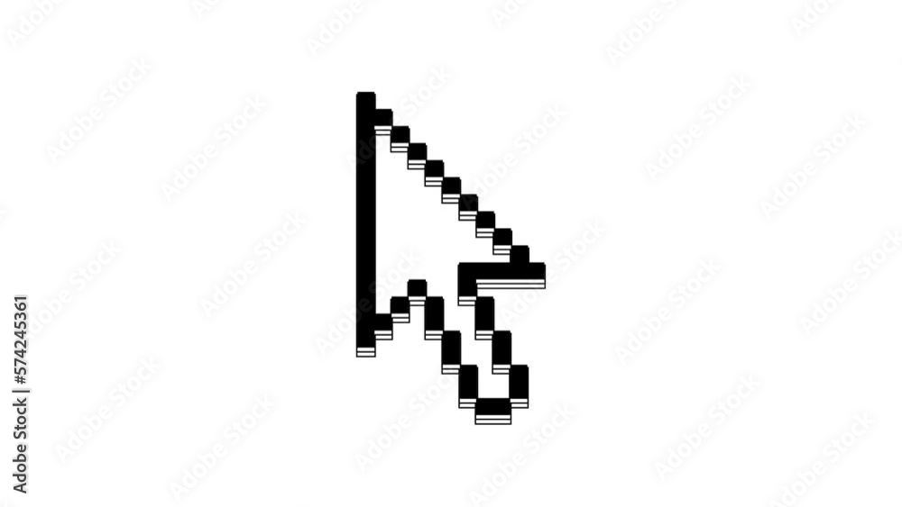 Black Pixel arrow cursor icon isolated on white background. 4K Video motion graphic animation Black Pixel arrow cursor icon isolated on white background. 4K Video motion graphic animation