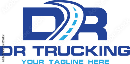 DR letter, road, highway and trucking logo