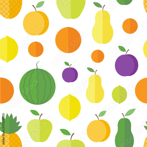 Fototapeta Naklejka Na Ścianę i Meble -  Seamless pattern with fresh fruits in flat style