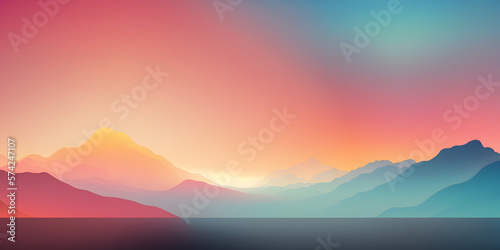 Soft Pastel Color Mountain Background, Modern Turquoise Pink colors. Used as banner, presentation or wallpaper - Illustration generativ ai © Luc.Pro
