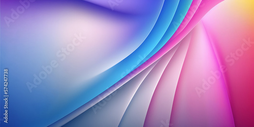 3D Neon Pink Blue Wave Fold Background, Modern Light Bright Pastel color Design. Used as banner, presentation or wallpaper - generativ ai