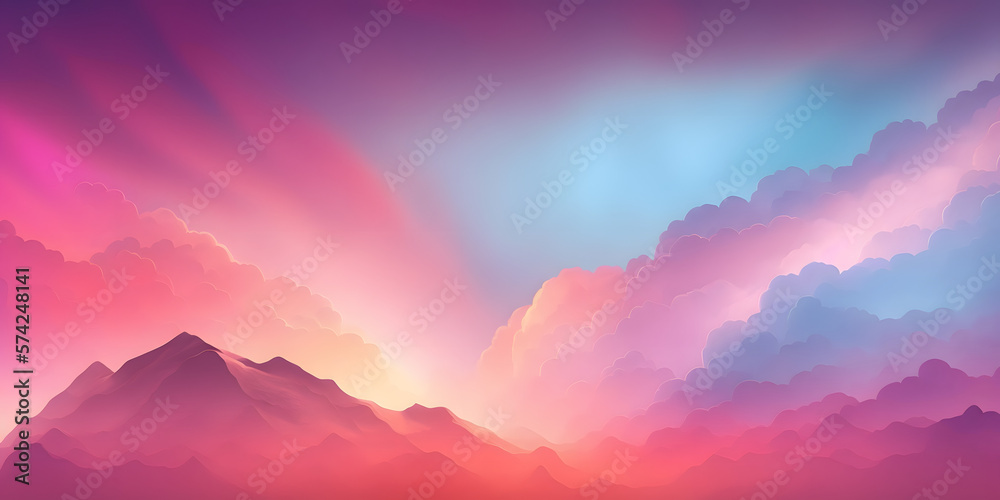 Soft Pastel Color Mountain Background, Modern Turquoise
Pink colors. Used as banner, presentation or wallpaper - Illustration generativ ai