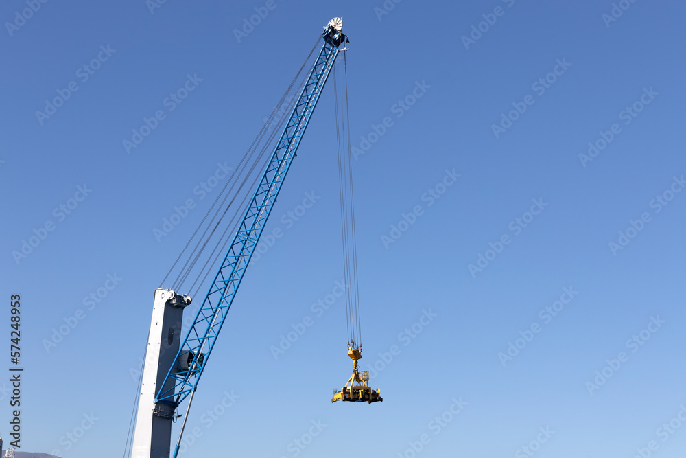 An original crane in the port of Genoa, Italy