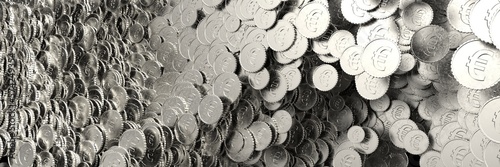 A coin with the symbol of the European currency. 3D visualization