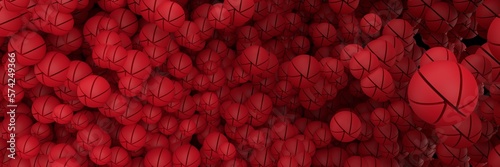 red spherical objects. Geometric structure. 3d rendering