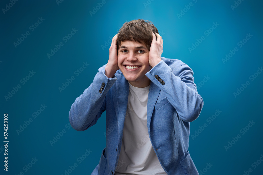 shocked man with surprise expression and excited face shocked man with surprise expression and excited face