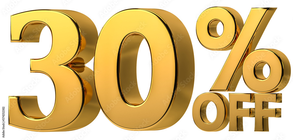 3d golden 30% off discount isolated on transparent background for sale promotion. Number with percent sign. Include png format 3d golden 30% off discount isolated on transparent background for sale promotion. Number with percent sign. Include png format