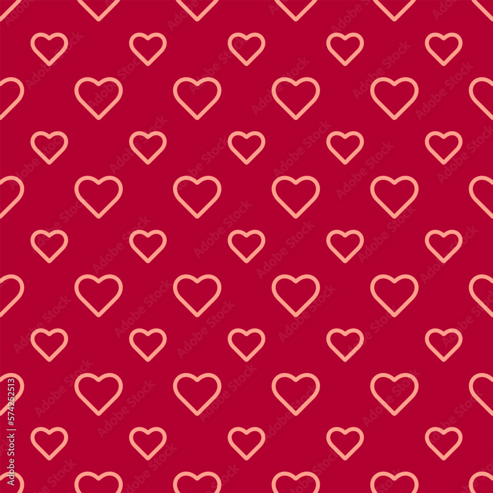 Valentines day pattern. Red hearts seamless pattern. Heart Love romantic theme. Vector abstract texture with hearts. Stylish minimal design for wrapping fabric cloth print weddingTextile swatch Print