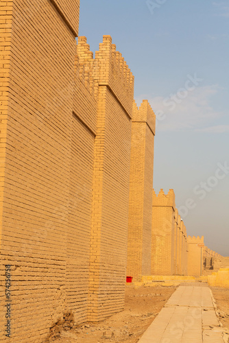 Babylon great walls restored by Saddam Houssein. Babylon, Iraq