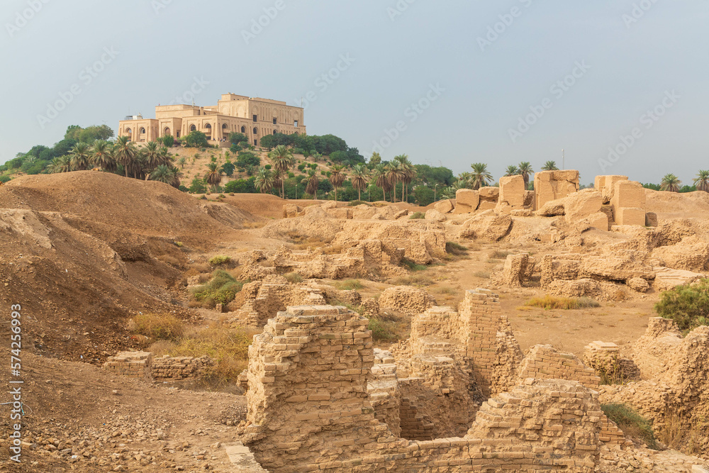 Ruins of Babylon and palace of Saddam Hussain. Babylon, Iraq. Ishtar