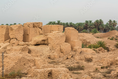 Ruins of Palace in Babylon. Babylon, Iraq. Ishtar gate and Hanging gardens