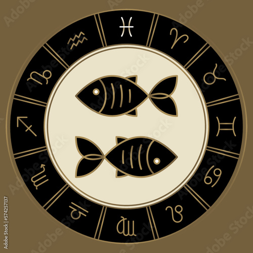 CAPRICORN zodiac horoscope astrology label with element, planet icon glyph. Thin line sign symbol art design vector illustration