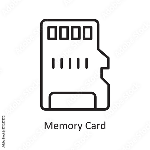 Memory Card Vector Outline icon Design illustration. Communication Symbol on White background EPS 10 File