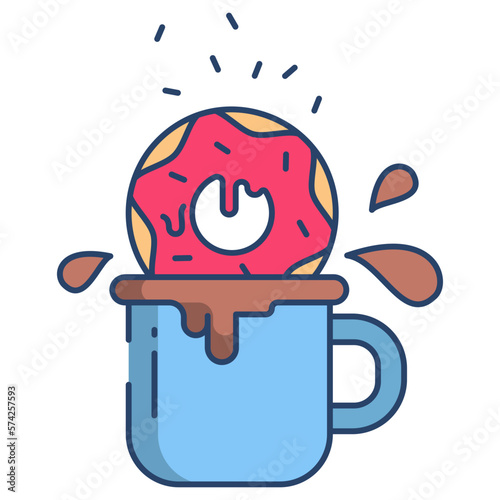 Donut dipping in chocolate icon